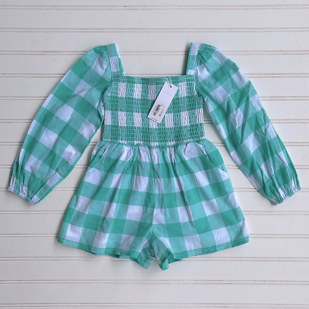 JANIE & JACK NWT Light Weight Smocked Bodice Gingham Spring Summer Romper